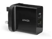 24W 2-Port USB Charger UK – Black A2021K11