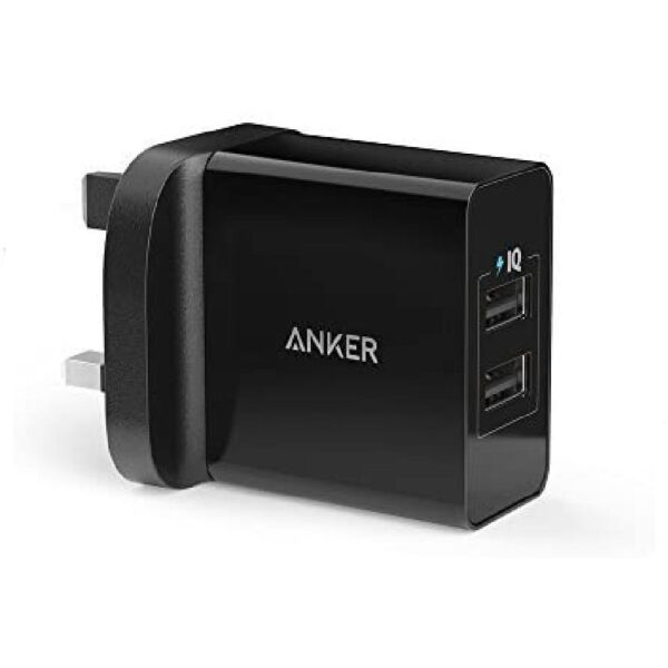 24W 2-Port USB Charger UK – Black A2021K11