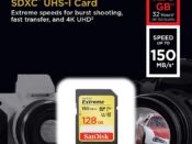 SanDisk 128GB Extreme SDXC UHS-I Card – C10, U3, V30, 4K UHD, SD Card – SDSDXV5-128G-GNCIN 150mbps