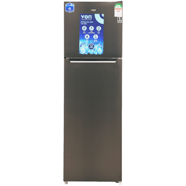 Von 255L Double Door Fridge Silver VART-37NMS